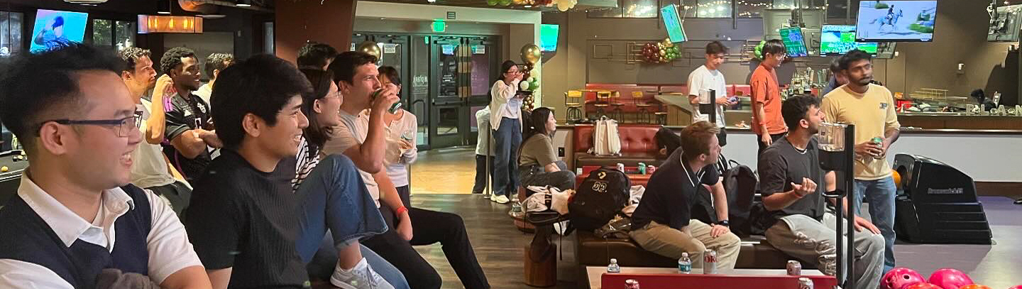 MA Statistics students at bowling event