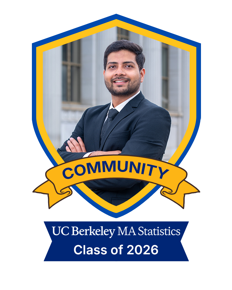 A photo of Abhishek Shukla in a shield with a banner that says community, class of 2026.