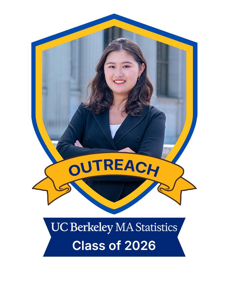 A photo of Sumeng Xu in a shield with a banner that says outreach, class of 2026.