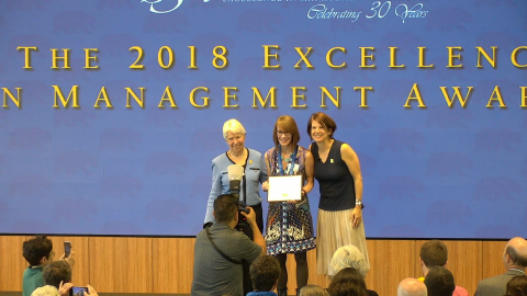 Laura Slakey accepting the award